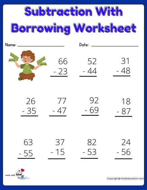 Subtraction With Borrowing Worksheets .